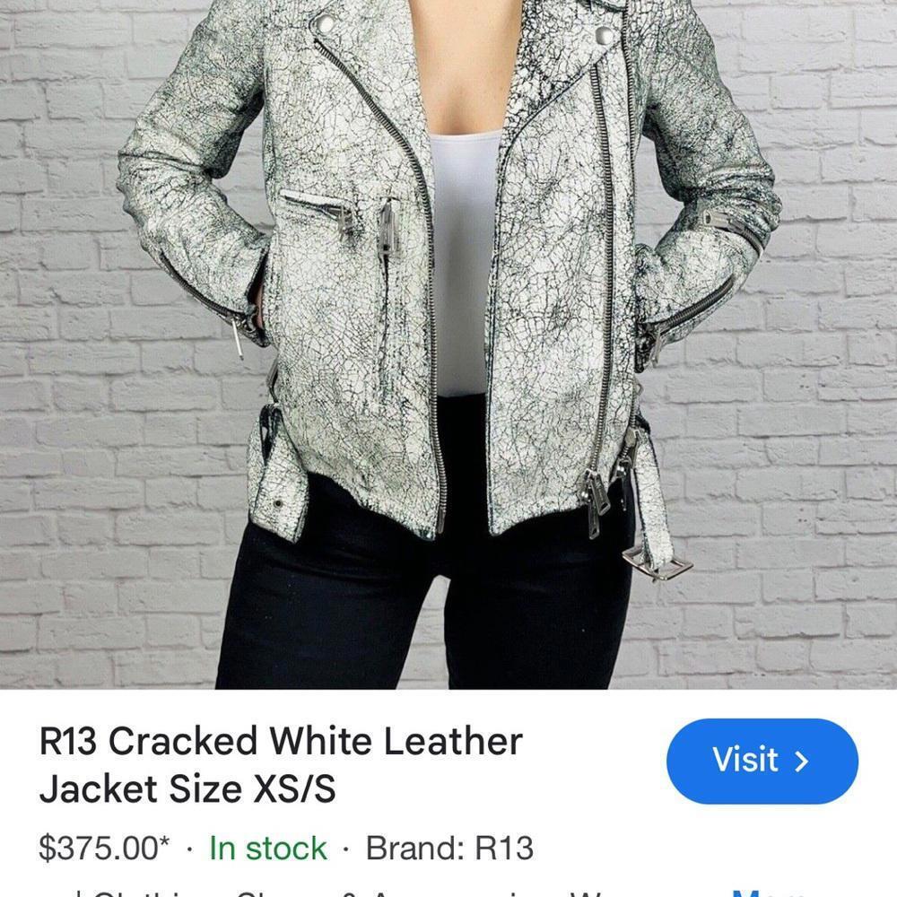 French Connection White Leather Motorcycle Jacket Women's Size 10